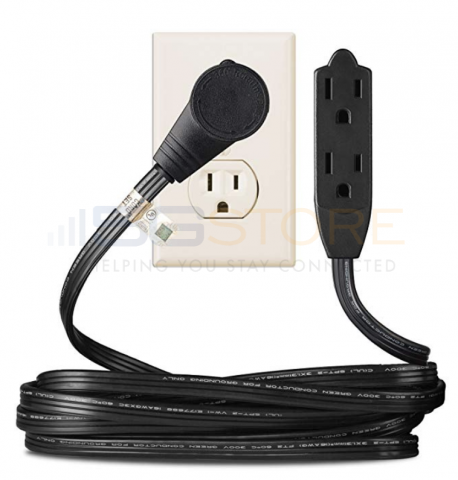 Black 1FT 360 degree Rotating Flat Plug Extension Cord/Wire